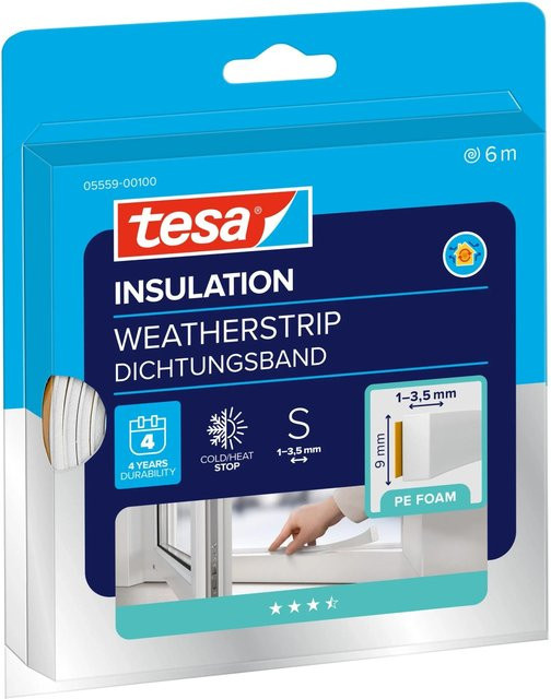 tesa Insulation Dichtungsband I-Profil aus Schaumstoff in Weiß, 6 m - Bild 1