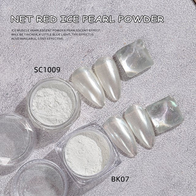 HNDO Nagelglitter Weißes Eis-Perlenpulver, Holographisch, Glänzend - Bild 1