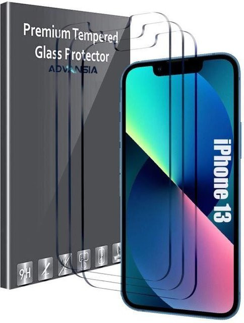 Advansia Displayschutz aus gehärtetem Glas für iPhone 13, transparent, kratzfest und mit Sturzschutz - Bild 1