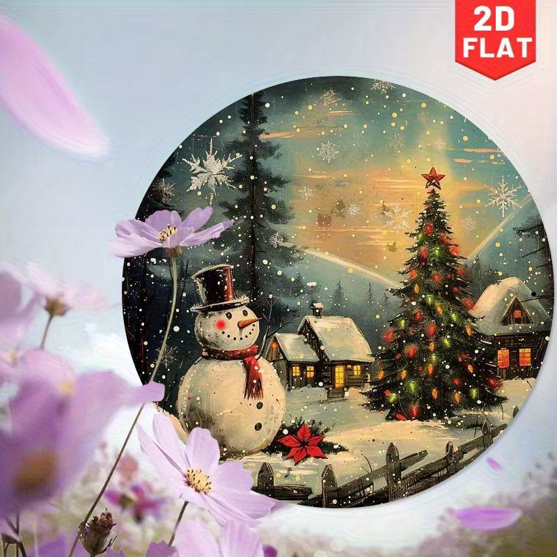 Potdemiel Retro Wanddekoration Schneemann Winter Wunderland aus Metall, Durchmesser: 20 cm, Multicolor - Bild 4