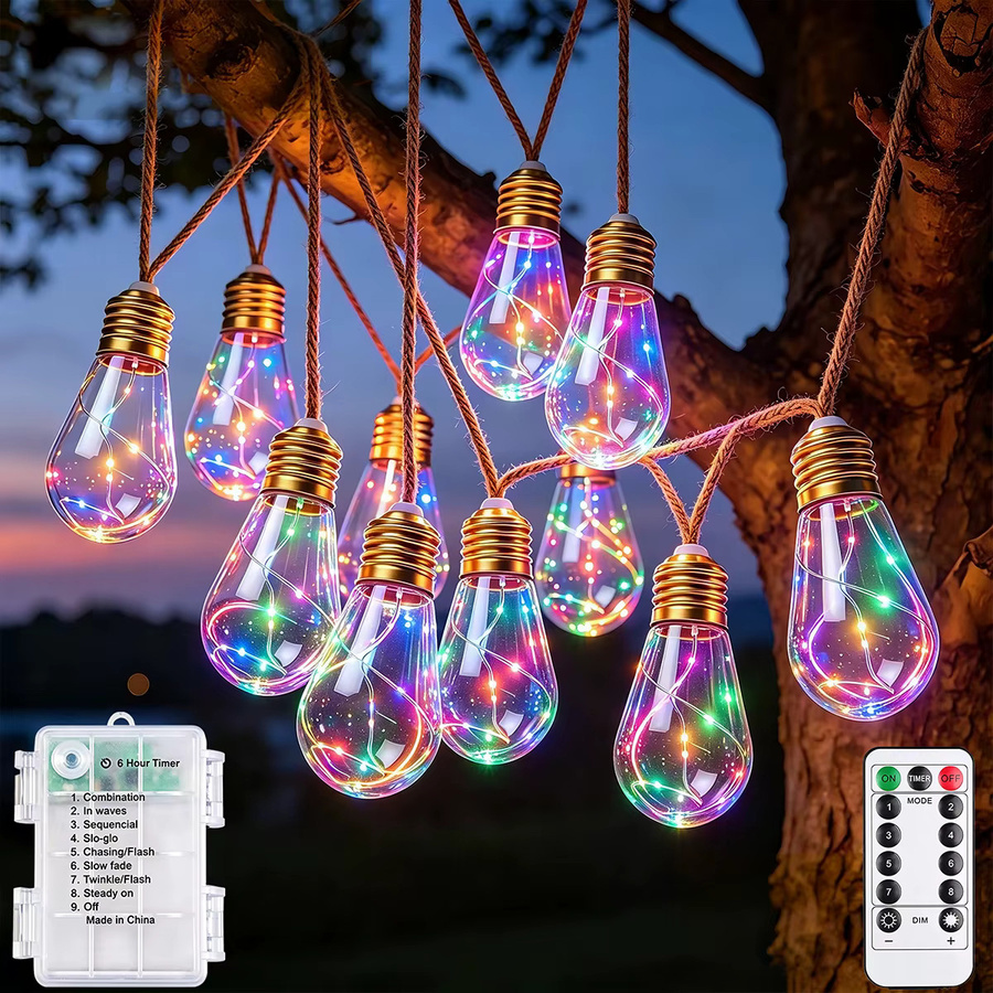 HAGAHA Solar Globe G40 LED-Lichterkette mit Fernbedienung und USB-Batteriebox, transparente Kugellampen, wasserdicht und bruchsicher - Bild 7