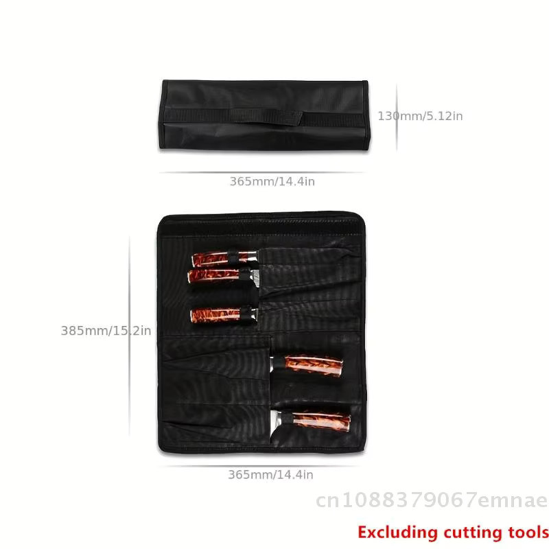 JETTING Kochmesser-Rolltasche in Schwarz mit 5 Fächern aus robustem Oxford-Material, B/T/H: 38,5 x 36,5 cm - Bild 4