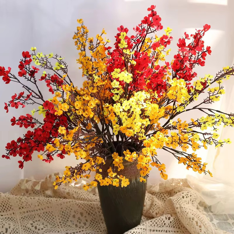 ZQCY Künstliche Gypsophila-Blumen in Weiß, Orange und Multicolour, hochwertige Baby Breath Kunstpflanzen für Hochzeitsdekoration und Tischdekoration - Bild 1