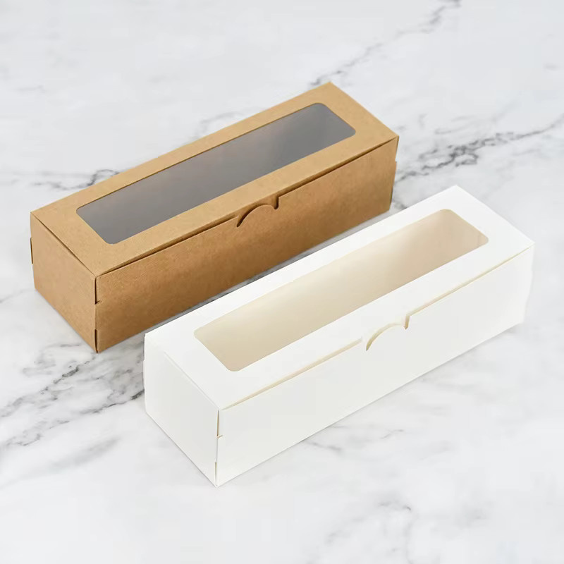 5 Stück Keks- und Dessertboxen aus Kraftpapier mit Klarsichtfenster für Macarons und Gebäck - Bild 1