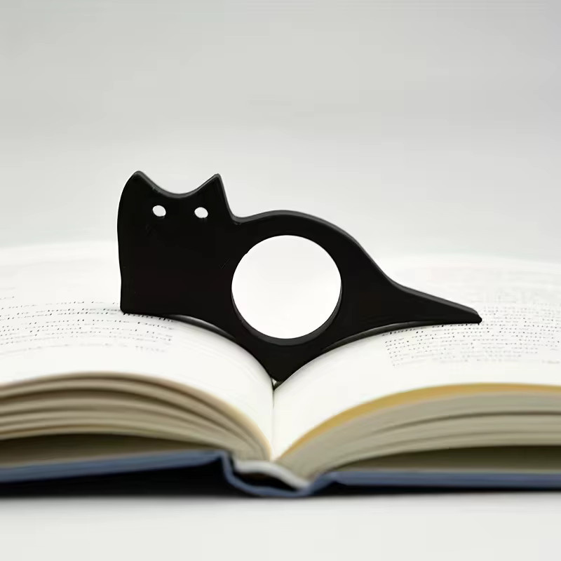Nettes Katzen Daumen Buchseiten Halter Lesezeichen aus Kunststoff in Lila und Schwarz - Bild 2