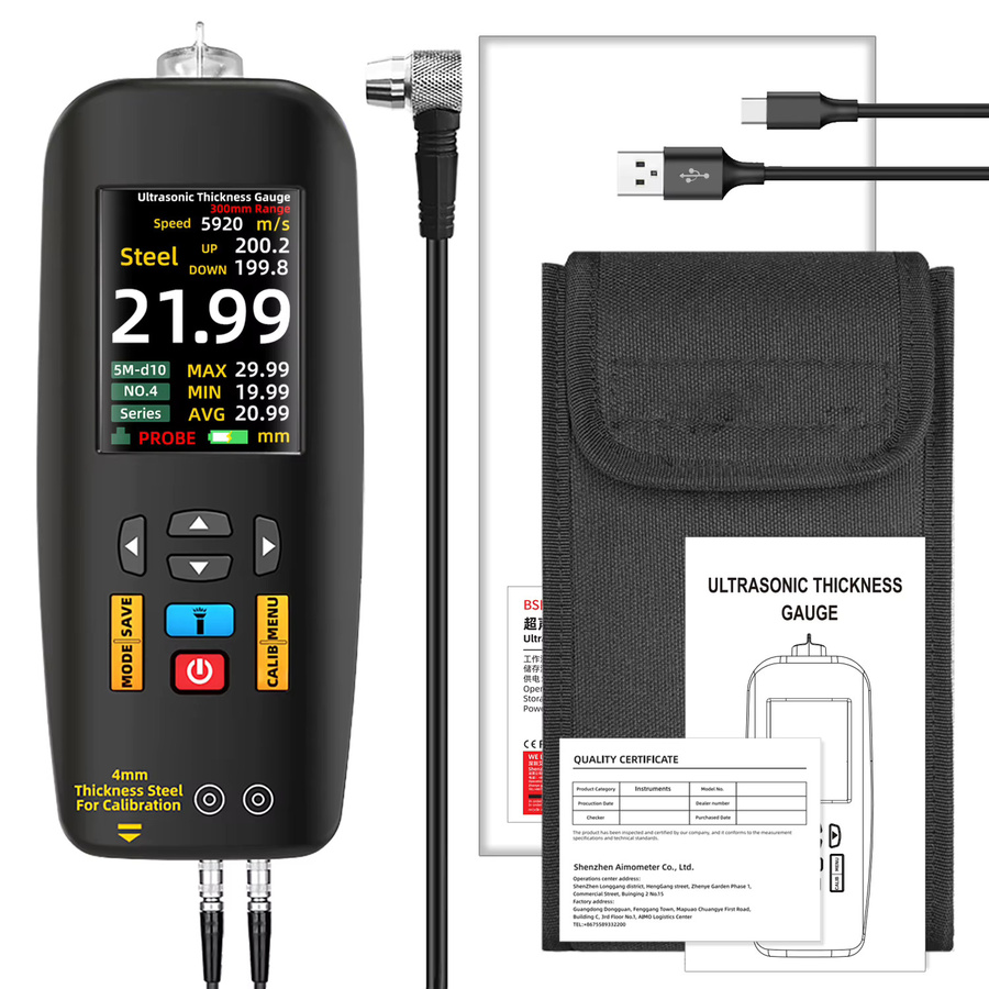BSIDE Ultraschall-Dickenmessgerät Cermet Hochpräziser Verbundtester in Schwarz mit 0,01 mm Auflösung für 1-300 mm Messbereich - Bild 5