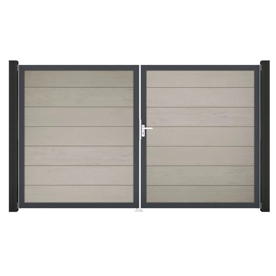 GroJa Steckzaun Tor Grande DIN Rechts DB Bi-Color Sand 2-flügelig aus Aluminium und BPC - Bild 2