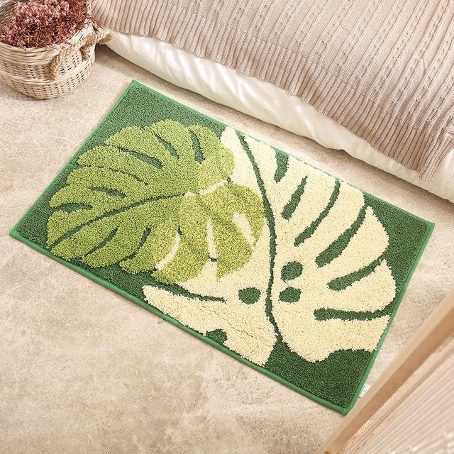 Yiran Furniture Jacquard Fußmatte in Grün, rutschfeste und saugfähige Chenille-Matte für Badezimmer, Küche oder Schlafzimmer, B/T: 60 x 40 cm - Bild 1