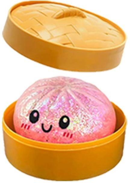 Glitzer Brötchen Squishy, Knetball, mit Perle & Dampfer - Bild 1