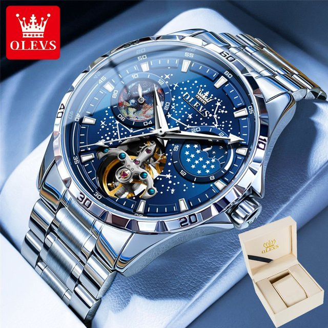 OLEVS Armbanduhr, Automatik, Edelstahl, Mondphase, Herren - Bild 1