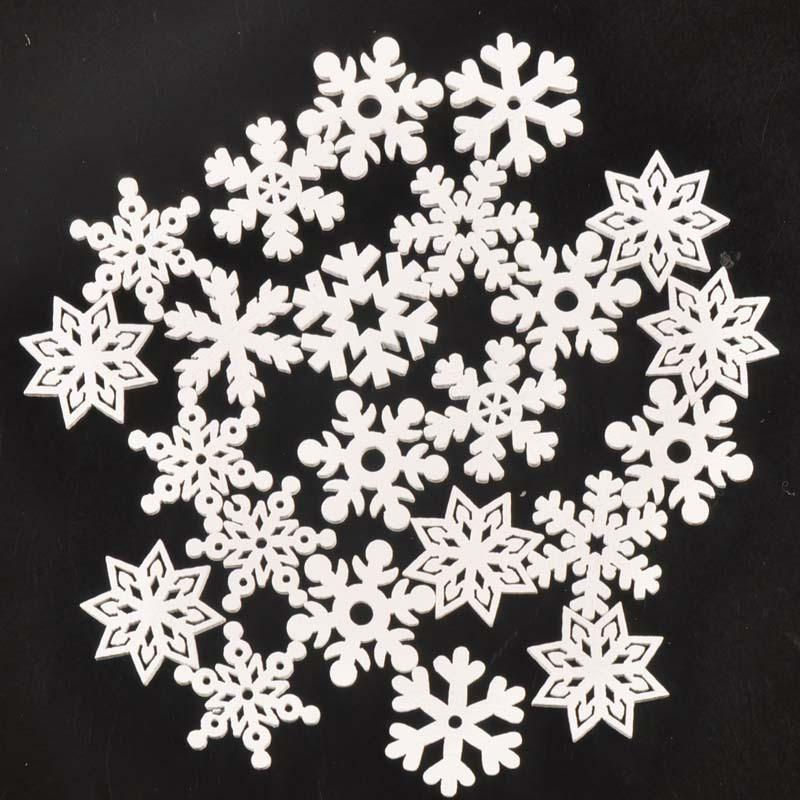 50 Stück Holz-Schneeflocken DIY Bastelset für Weihnachtsdekoration in Braun und Weiß von xianyi01 - Bild 4