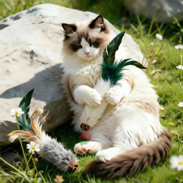 Fengrong Kaninchenfellball Katzenspielzeug, Katzenminze, Katzen-Teasing-Stick - Bild 1