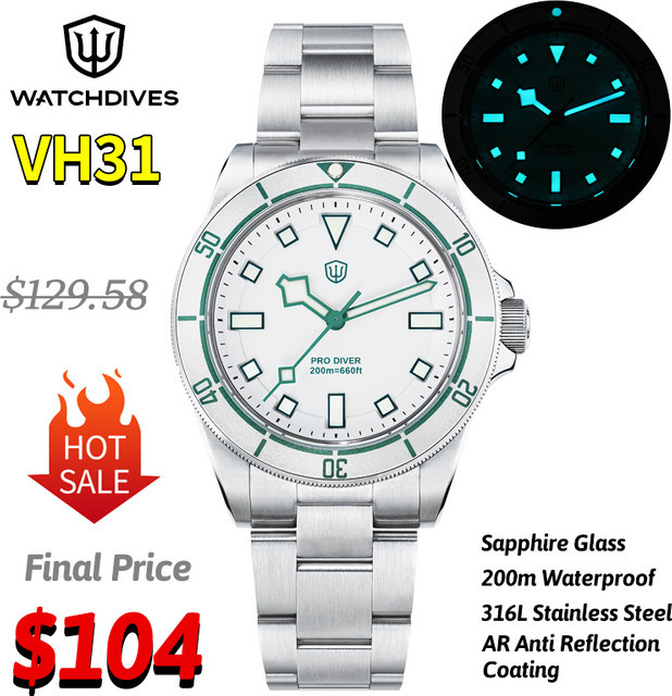 Watchdives Armbanduhr, Quarz, Edelstahl, Saphirglas, 20 ATM, Herren - Bild 1