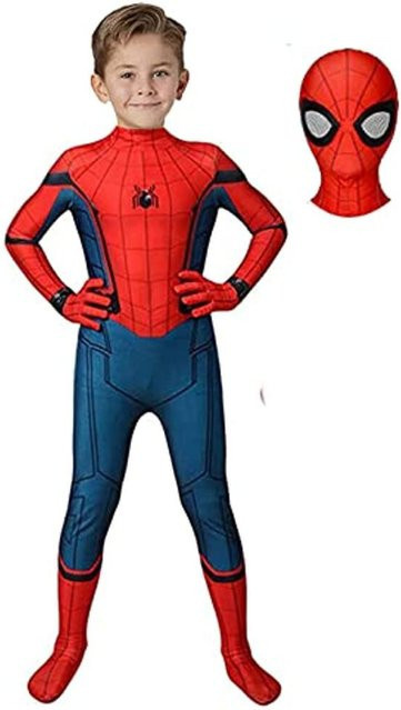 VRAUX Spider-Man Cosplay Kostüm, Superheld Zentai Jumpsuit, Rot - Bild 1