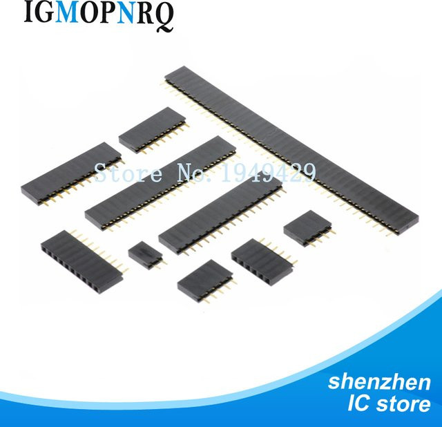 10er Set Einreihige Weibliche Pinheader Stecker 2,54mm Pitch für Arduino und PCB, Farbe: Schwarz - Bild 1