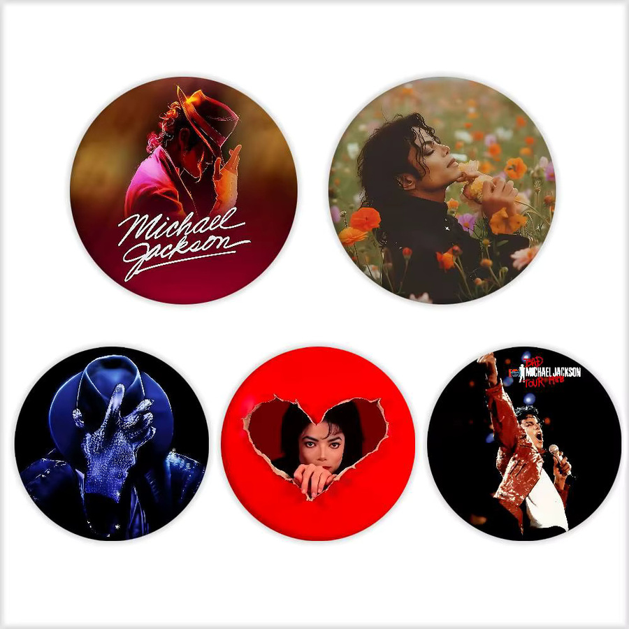52TOYS Brosche Michael Jackson, Runde Anstecknadel, Weißblech - Bild 5