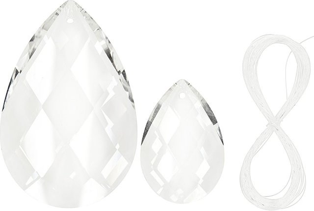 Sonnenfänger-Set Drops von PRACHT aus transparentem Glas mit Schmuckanhängern für Farbspiele - Bild 1