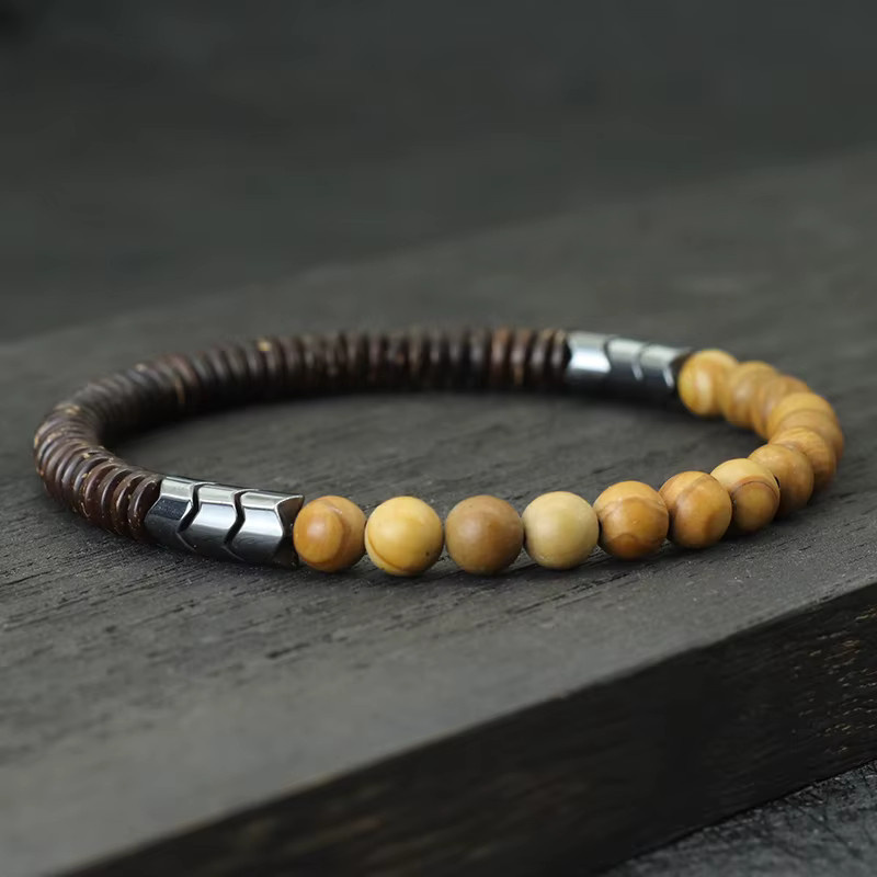 Noter Armband, Tigeraugen, Kokosnussholz, Unisex, Bunt - Bild 2