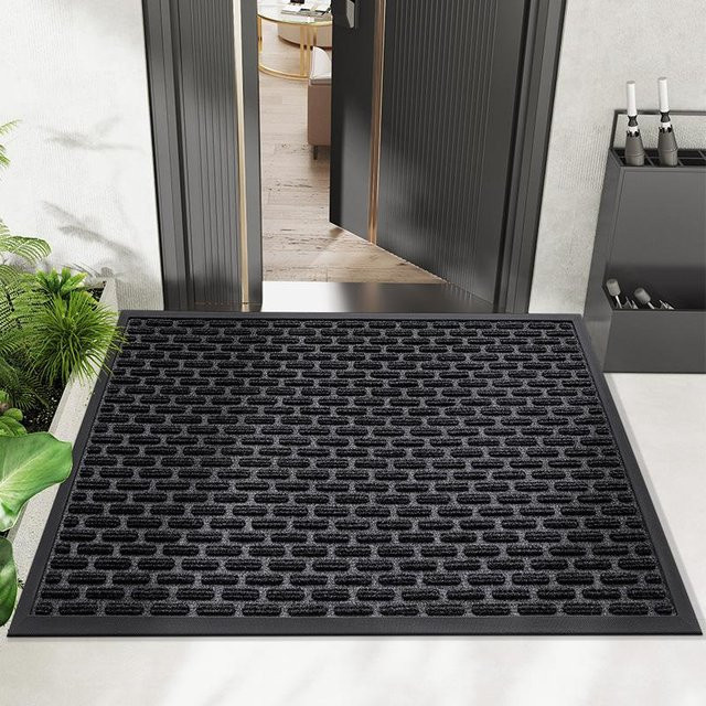 Rutschfeste Schmutzfangmatte aus Polypropylen und Gummi für Veranda und gewerbliche Eingänge, Grau, B/H: 75 x 43,5 cm - Bild 1