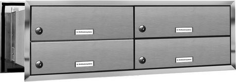 AL Briefkasten für 4 Parteien, silberfarben, B/H/T: 76,8 x 23 x 48 cm - Bild 1