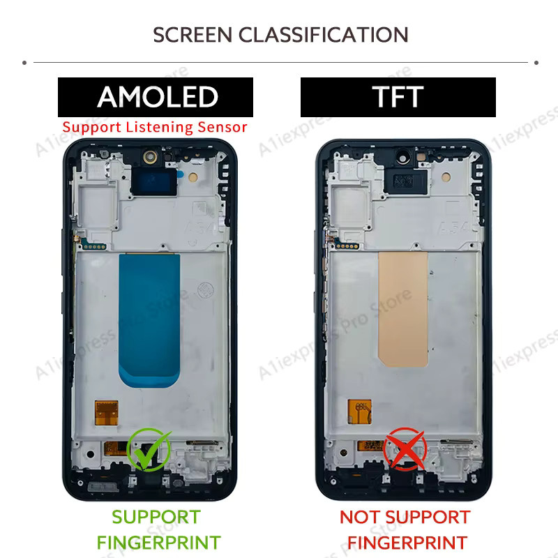 Samsung Amoled LCD Display mit Rahmen für Galaxy A54 5G A546 in Schwarz - Bild 4
