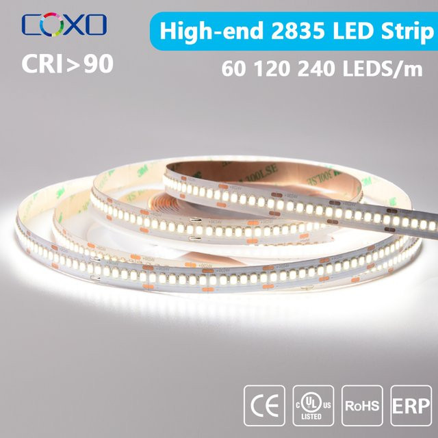 COXO High-End LED-Streifen Licht 5 m mit SMD2835 LEDs, CCT Farbtemperatur 3000 K-6000 K, Weiß, DC12 V 24 V - Bild 1