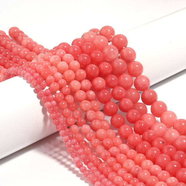 louleur Perlenstrang, rosa Chalcedon, rund, Unisex - Bild 1