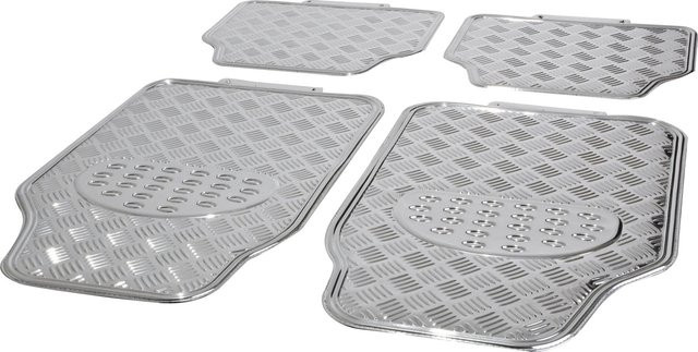 OBI Silverline Fußmatten-Set 4-teilig, Farbe: Silber, Material: Aluminium und Gummi, waschbar - Bild 1