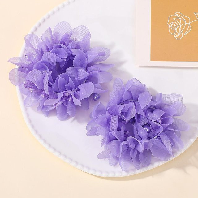 YULIN Haarband Set, Chiffon, Blumen, Perlen, Kinder, purple - Bild 1