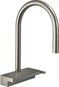 Hansgrohe Spültisch-Einhebelmischer Aquno Select M81 in Edelstahl-Optik mit ausziehbarem Brausekopf und 3-Strahl-Technologie, Silber - Bild 1