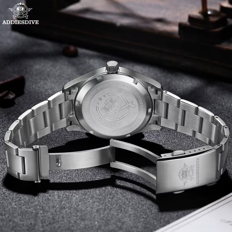 ADDIESDIVE Automatik-Armbanduhr, Edelstahl, Saphirglas, Schwarz, Herren - Bild 6