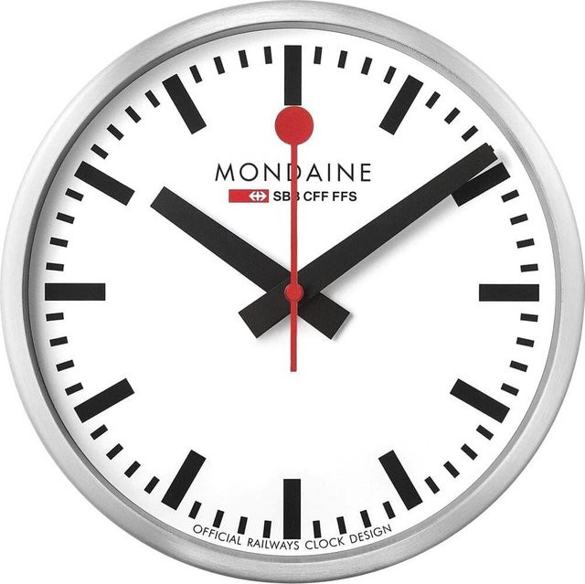 Mondaine MSM.25S11 Wifi Wanduhr Stop2go in Weiß und Silber, Durchmesser: 25 cm - Bild 1