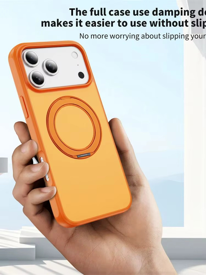 Stoßfeste magnetische iPhone Schutzhülle mit MagSafe Ständer von Xeber in Blau oder Orange - Bild 6