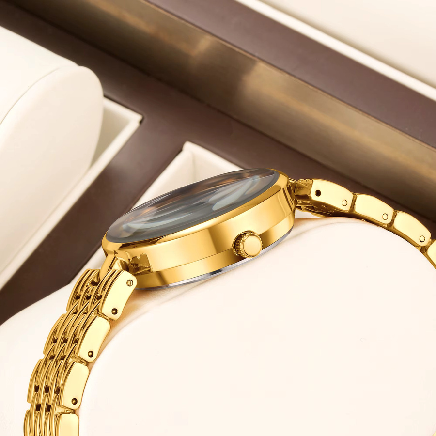 YaLaLuSi Armbanduhr, Quarz, Gold, Edelstahl, Damen - Bild 2