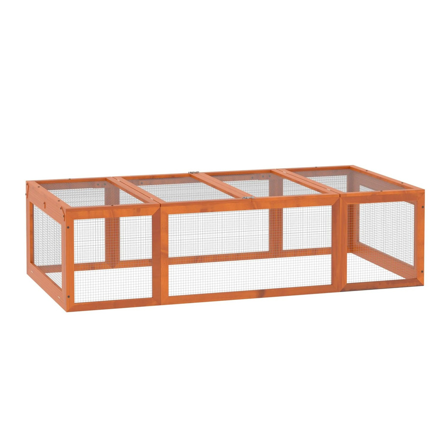 PawHut Kleintierstall mit Freilaufgehege aus Tannenholz in Orange, B/H/T: 90 x 180 x 48 cm - Bild 2
