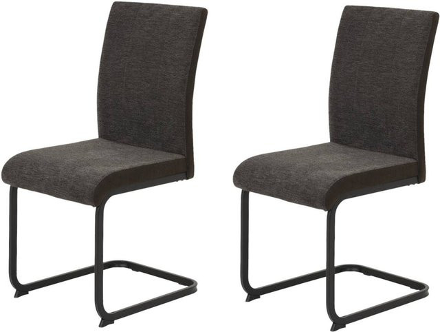 2er Set Stühle Hela in Braun aus Webstoff mit Metallgestell B/H/T: 43 x 92 x 52 cm - Bild 1