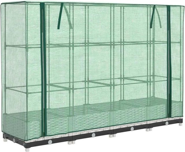 Furnicato Hochbeet mit Gewächshaus-Aufsatz in Rattan-Optik, Weiß, B/T/H: 160 x 40 x 123 cm - Bild 1