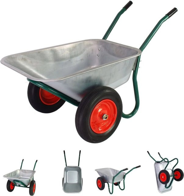 TRUTZHOLM 2 Rad Schubkarre mit 100l Volumen und 160 kg Tragkraft sowie Vollgummi Rädern - Bild 1
