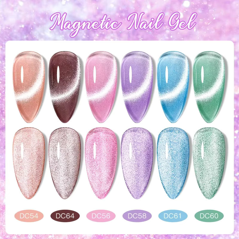 Mtssii Magnetisches Gel Nagellack Set, Glitter, Rosa Braun, 3 Stück - Bild 4