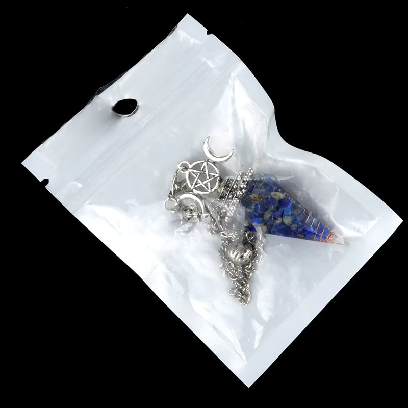 JILKOL Anhänger Naturstein Sechseck Kegel, Silber, Unisex - Bild 3
