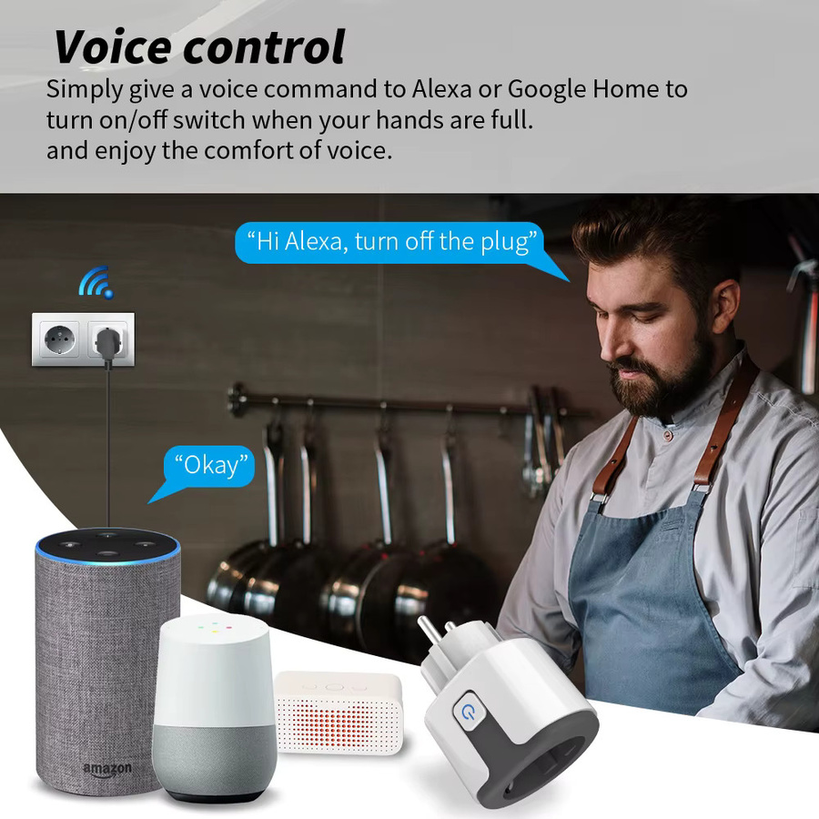 Tuya WiFi Smart Plug mit Stromüberwachung und Zeitschaltfunktion, Smart Life App-Steuerung, kompatibel mit Alexa und Google, Farbe: Weiß - Bild 5