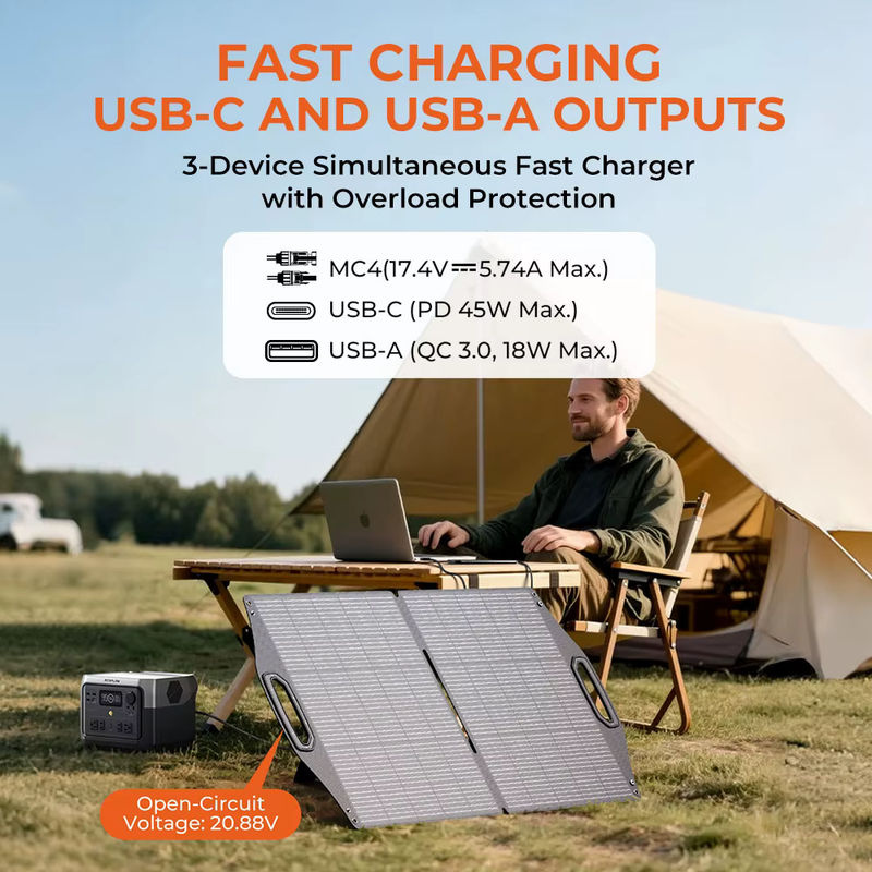 BigBlue SolarPowa 100 Solarpanel mit 100W Leistung, PD 45W USB-C, 18W USB-A und MC-4 Ports, IP68 Schutzklasse - Bild 6