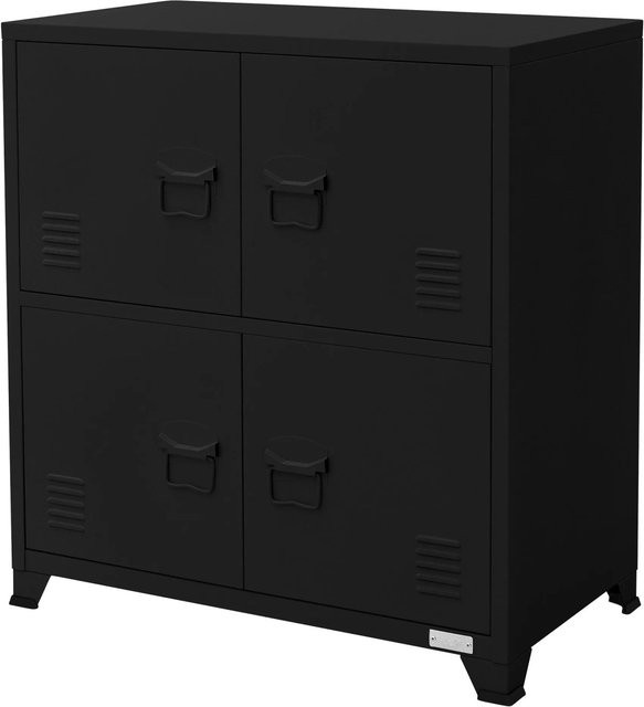 ML-Design Aktenschrank aus Stahl in Schwarz, freistehend mit zwei Ebenen, B/T/H: 75 x 40 x 80,5 cm - Bild 2