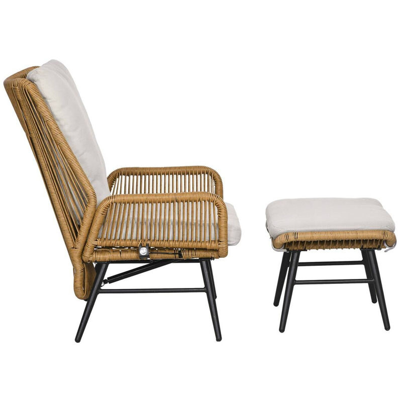 Outsunny Gartensessel in Natur mit verstellbarer Kopfstütze und Gasdruckfeder, B/H/L: 83 x 94 x 67 cm - Bild 3