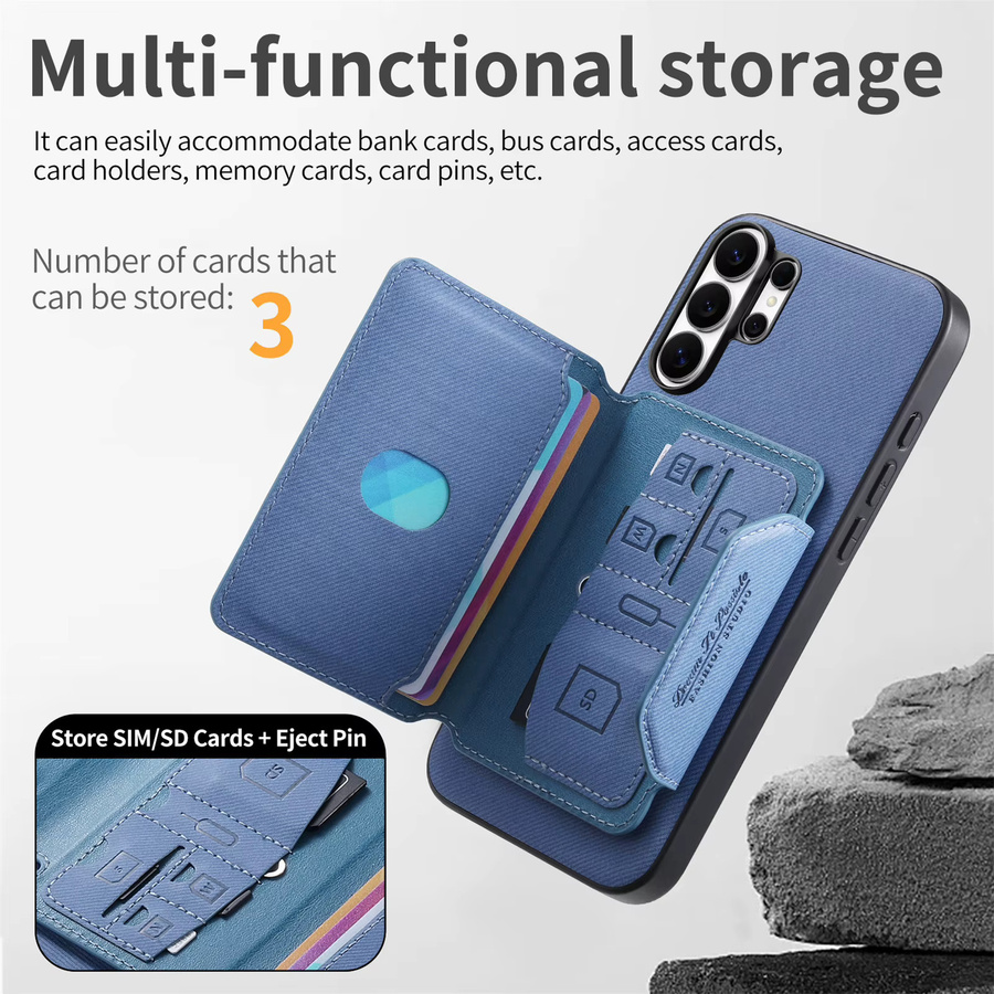 2-in-1 Leder Magnetische Handyhülle mit Brieftaschen-Funktion für Samsung Galaxy S21 S22 S23 S24 S25 S26 Ultra Plus und weitere Modelle in Beige oder Blau - Bild 2