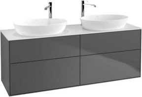 V&B Waschtischunterschrank Finion in Anthrazit matt mit Abdeckplatte weiß, B/T/H: 160 x 60 x 50,1 cm - Bild 1
