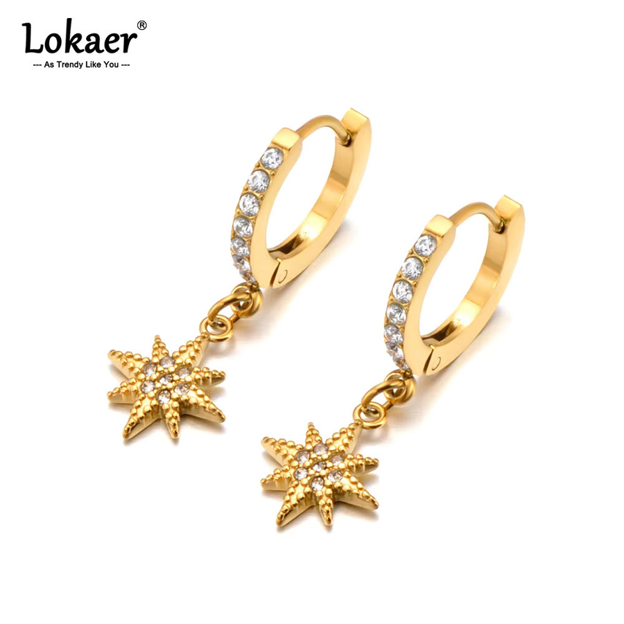 Lokaer Creolen, Edelstahl, Gold, Zirkonia, Damen - Bild 2