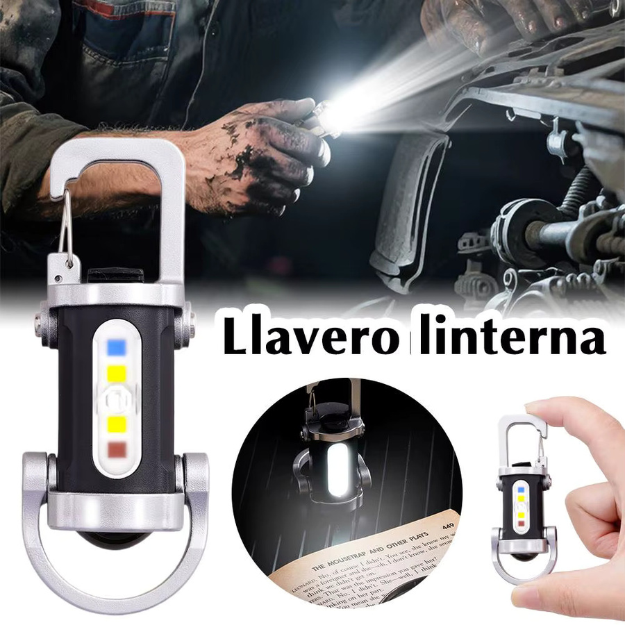 Wiederaufladbare Mini-Schlüsselanhänger-Taschenlampe mit Haken und wasserdichtem Gehäuse für Notfälle und Camping - Bild 4