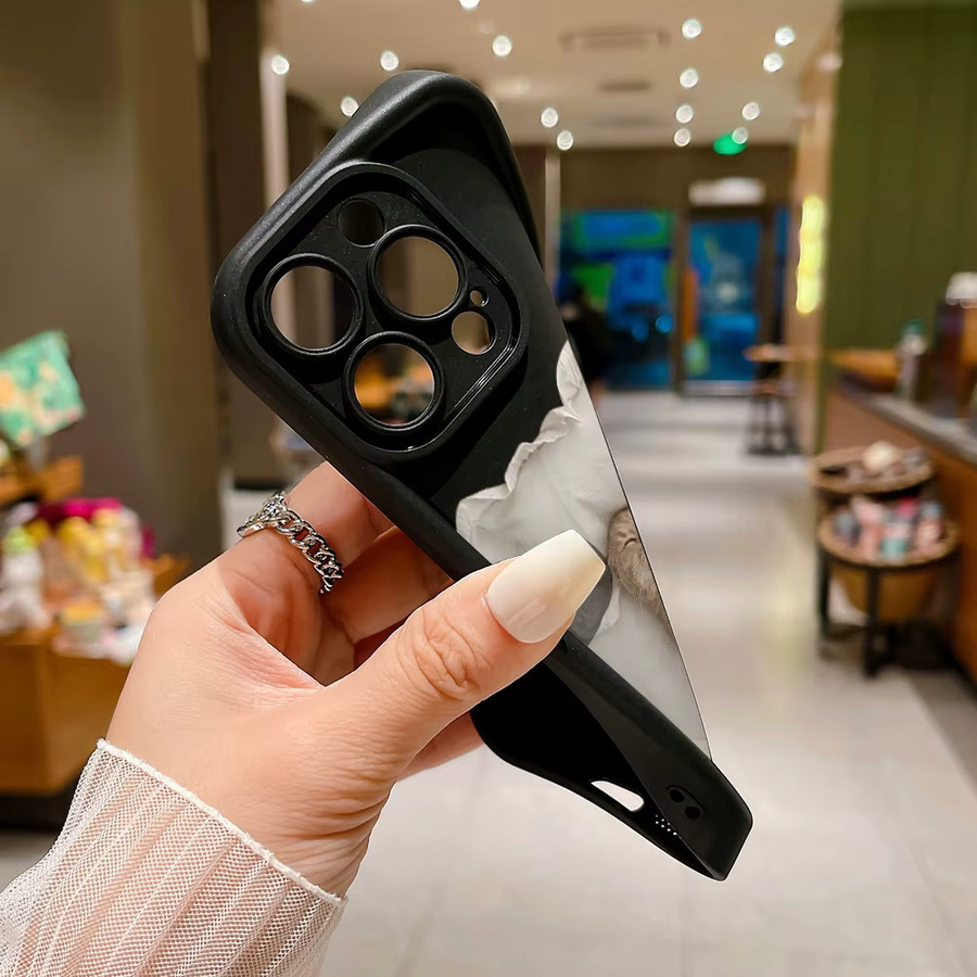 Stoßfeste TPU-Katzen-Telefonhülle für Apple iPhone in Schwarz - Bild 1