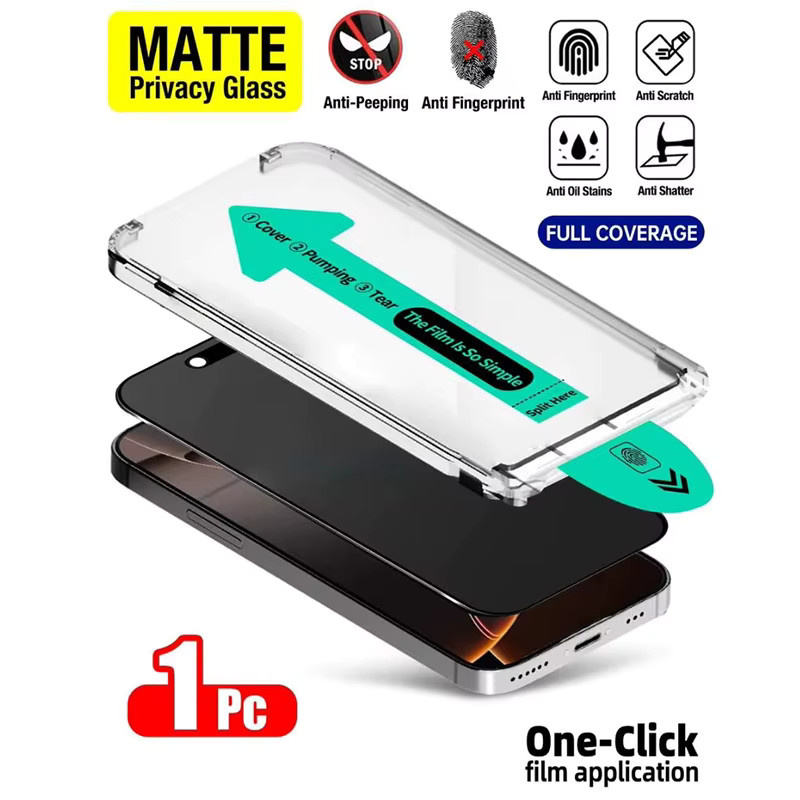 TUNEDEE Mattierter Anti-Spionage-Displayschutz aus gehärtetem Glas für iPhone 11 bis iPhone 17 Pro Max - Bild 2